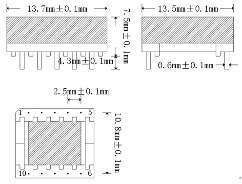 EPC13 H pin5+5外觀尺寸圖