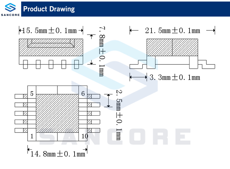 SX-EFD15-SMD(帶鐵蓋）圖紙展示